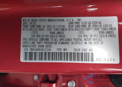 2025 Mazda Cx-50 Hybrid Preferred Package z USA, uszkodzony, nr VIN 7MMVAABW5SN122286